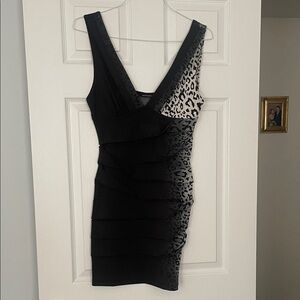 Nikibiki Black and Gray Animal Print Mini Dress